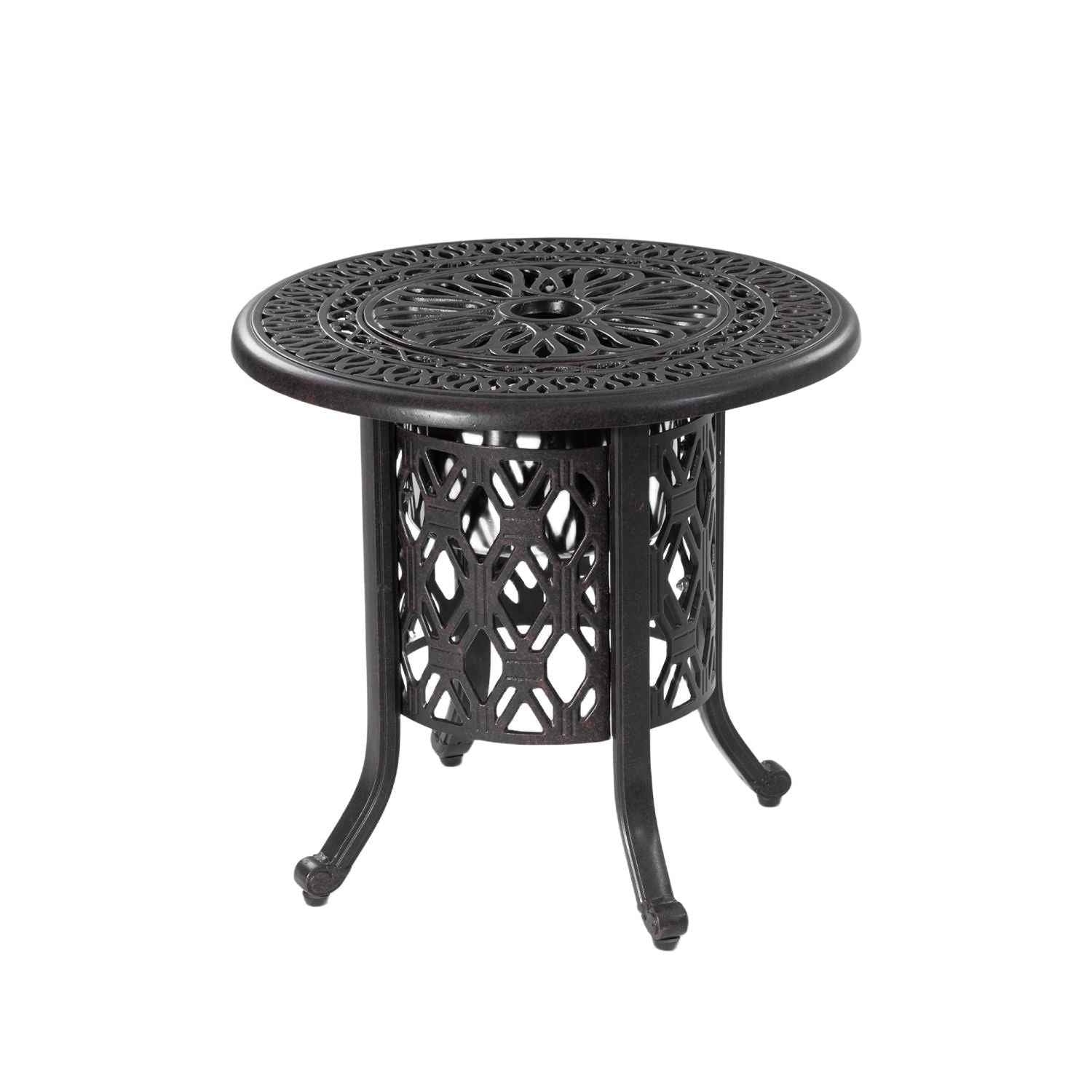 21" Side Table With Removable Ice Bucket- Rustproof Cast Aluminum Frame, Hand-Brushed Finish, Food-Grade 304 Stainless Steel Bucket - Perfect for Indoor & Outdoor, Patio, Balcony, and Poolside
