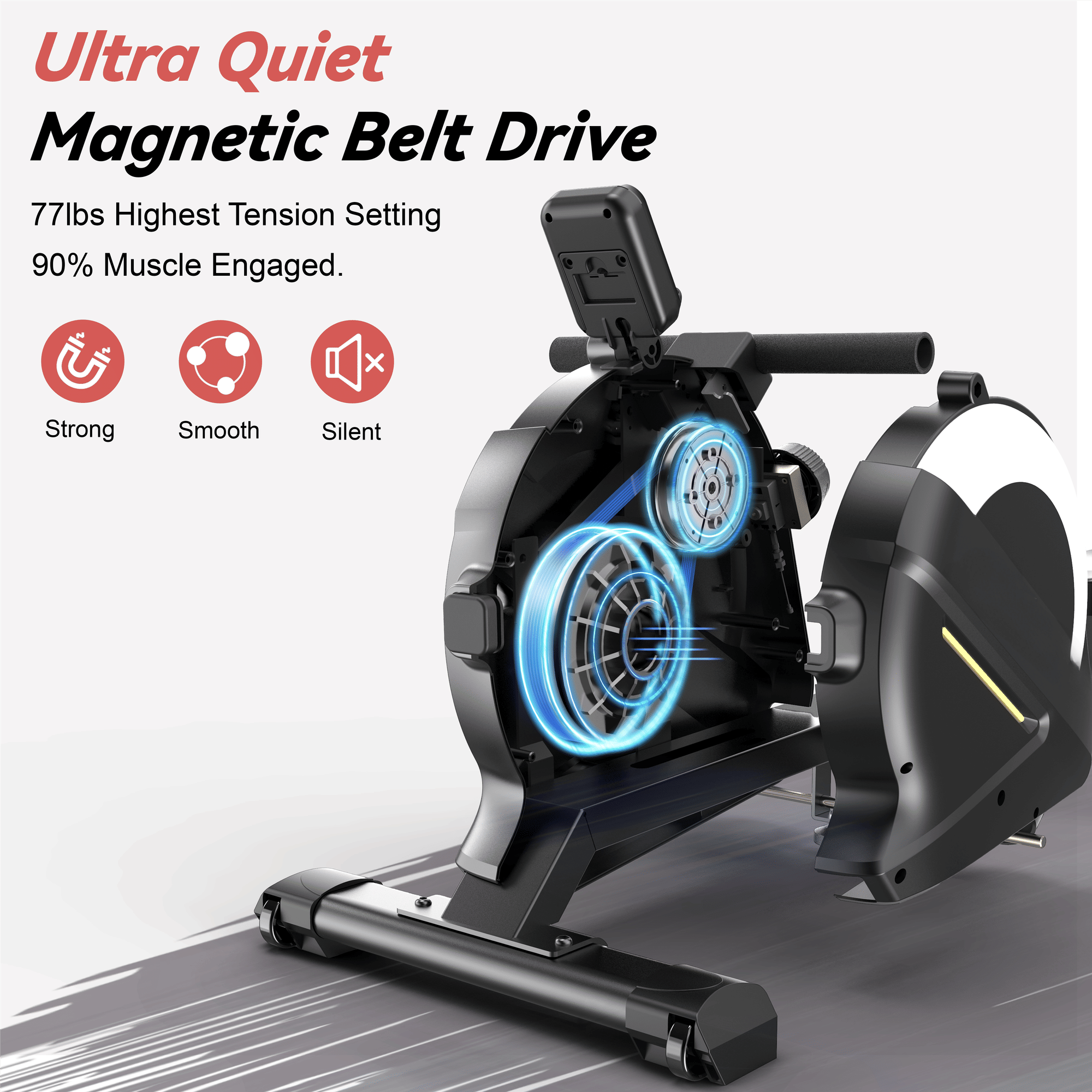 Rowing Machines for Home, Magnetic Rowing Machine with 77lbs High Resistance Rowing Machine,16 Levels of Quiet Resistance,Rower Machine for Home Row Machine,App Compatible,LCD Monitor - JM Variety Store