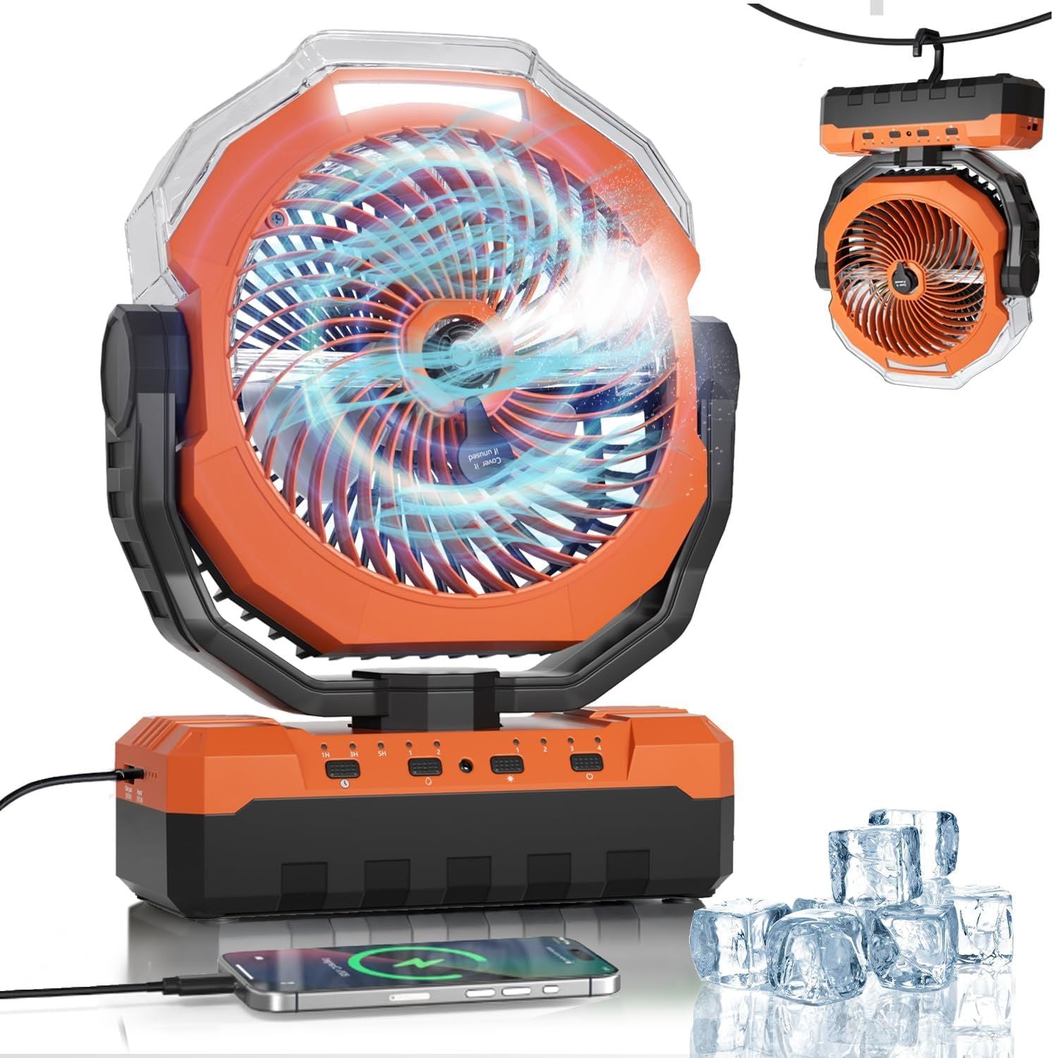 Portable Misting Fan, 24000mAh Rechargeable Battery Powered Camping Fan 460ml Large Tank USB Desk Fan - JM Variety Store