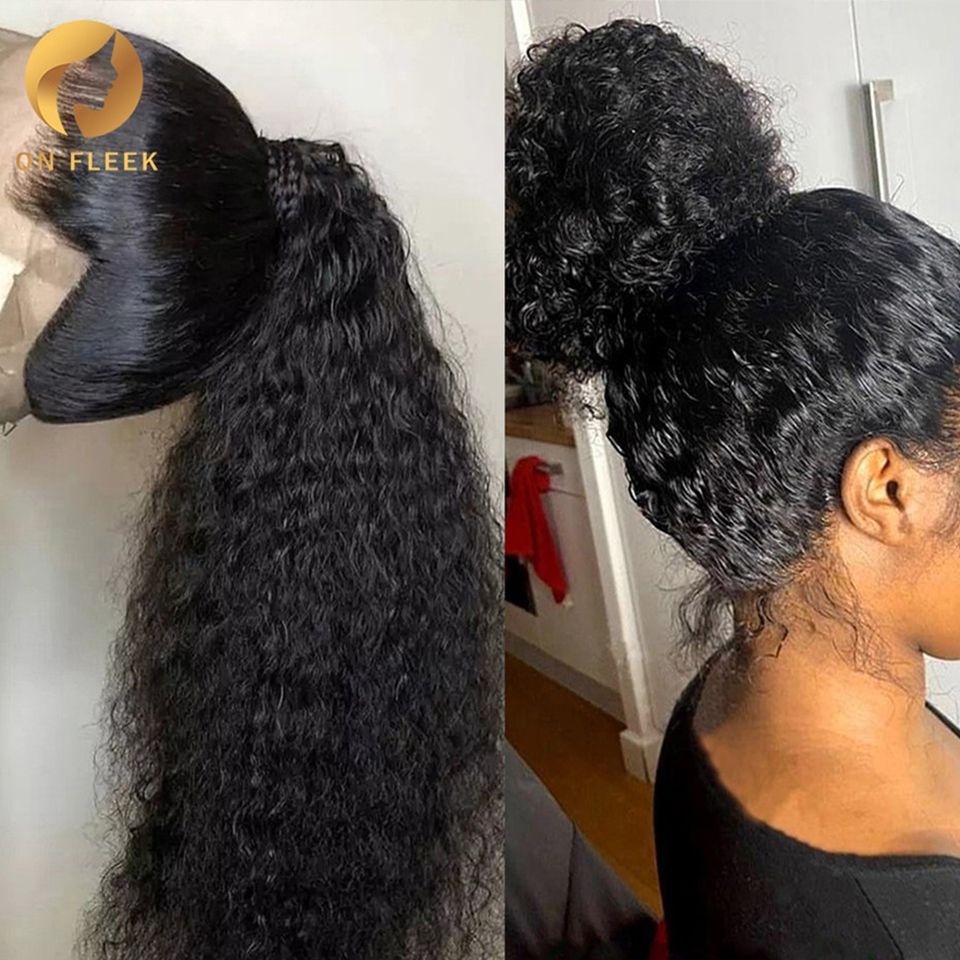 360 Full Lace Wig Human Hair Pre Plucked 13x4 Lace Frontal Wigs For Women 34 32 30 Inch Hd Curly Deep Water Wave Lace Front Wig - JM Variety Store