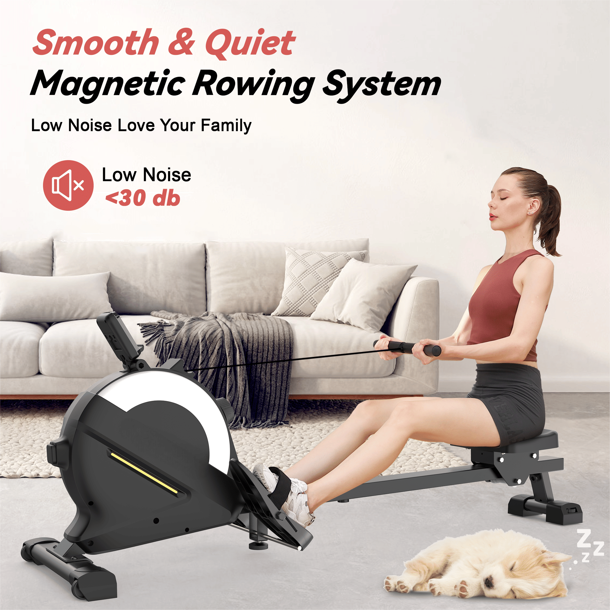 Rowing Machines for Home, Magnetic Rowing Machine with 77lbs High Resistance Rowing Machine,16 Levels of Quiet Resistance,Rower Machine for Home Row Machine,App Compatible,LCD Monitor - JM Variety Store