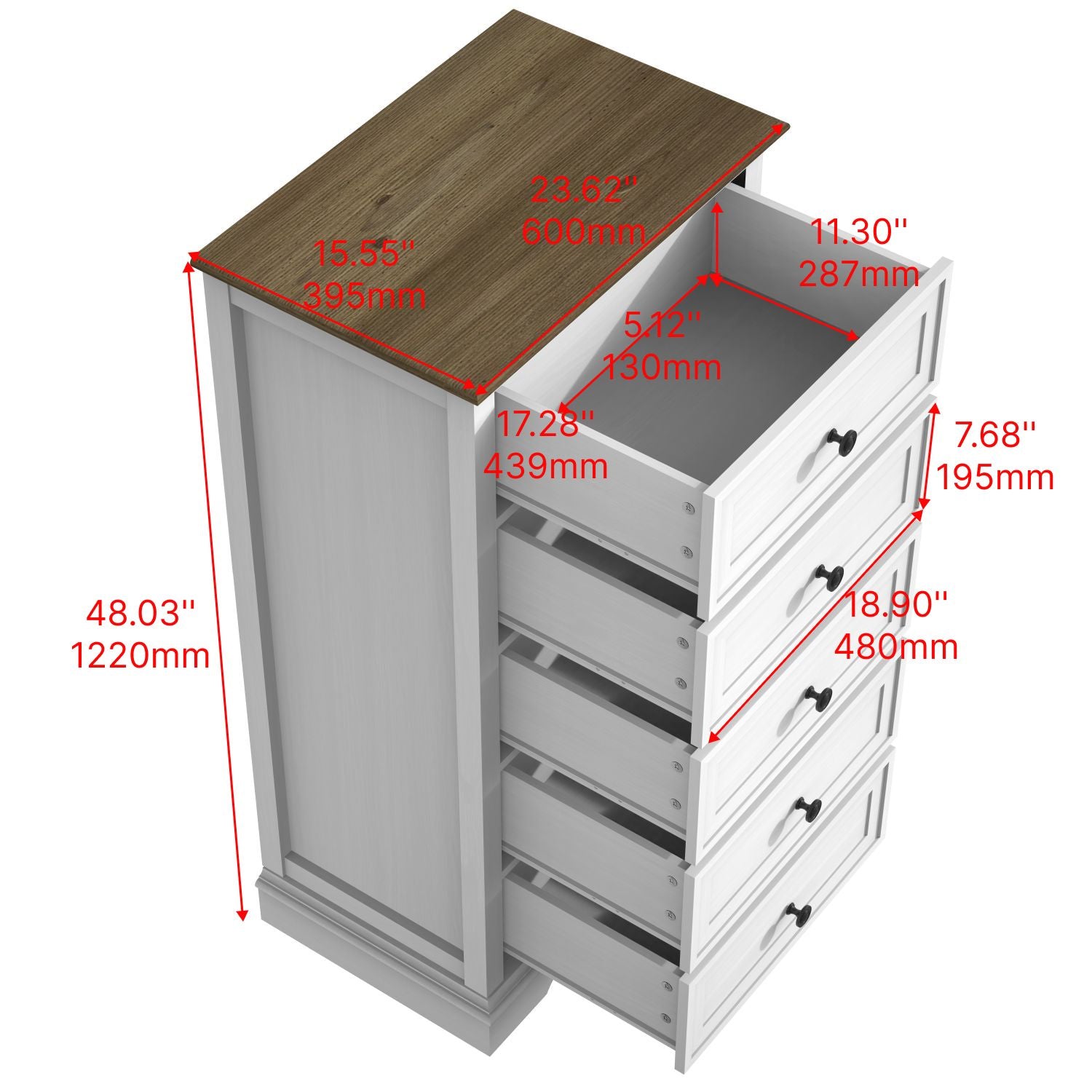 Tall Dresser for Bedroom with 5 Drawers for Closet, Chest of Drawers with Metal Handle - JM Variety Store