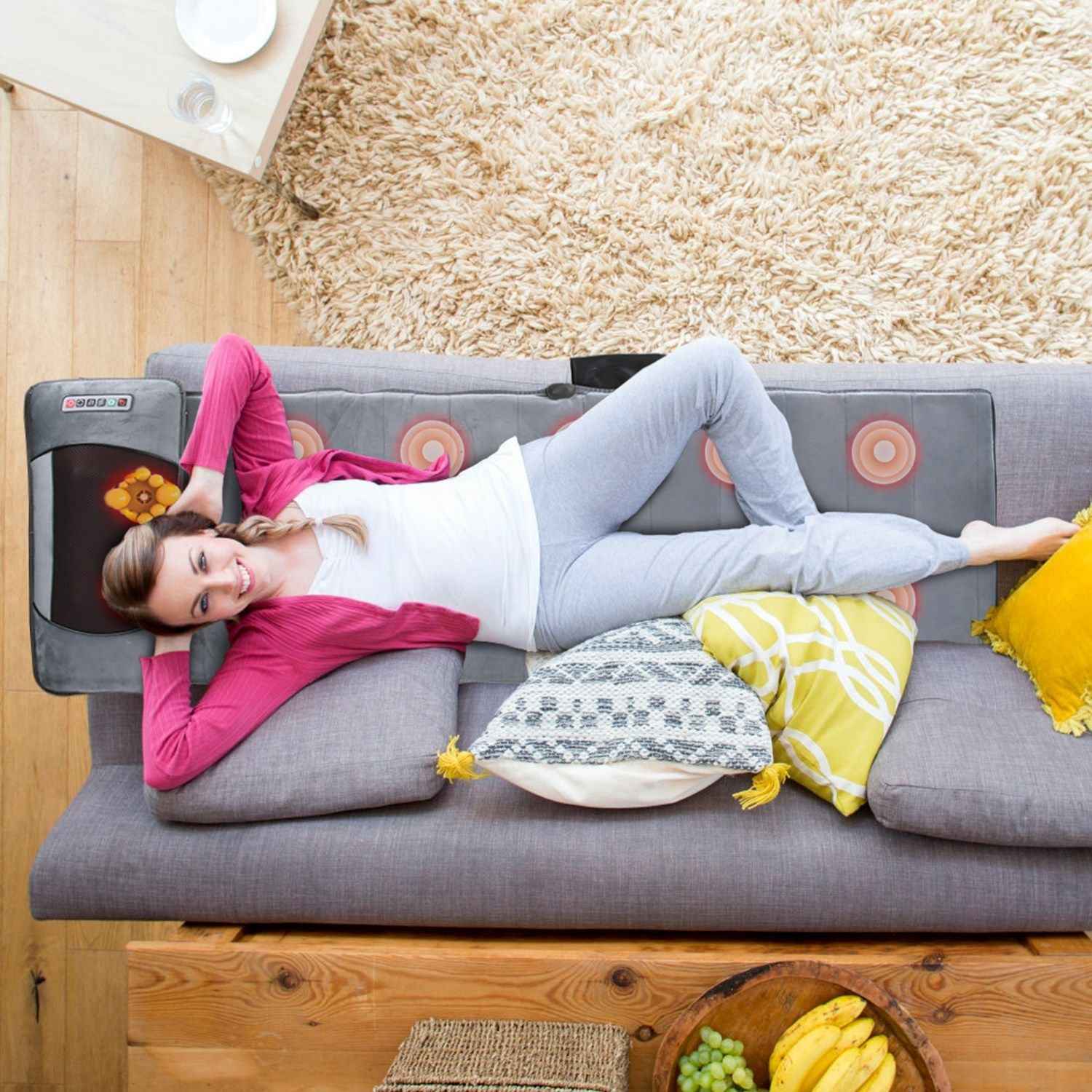 Full Body Electric Massage Mat with Heat Vibration Massage Pad Cushion Back Massage Mattress Chair Pad with Neck Massage Pillow with 10 Vibration Motors Timer GPCT5081