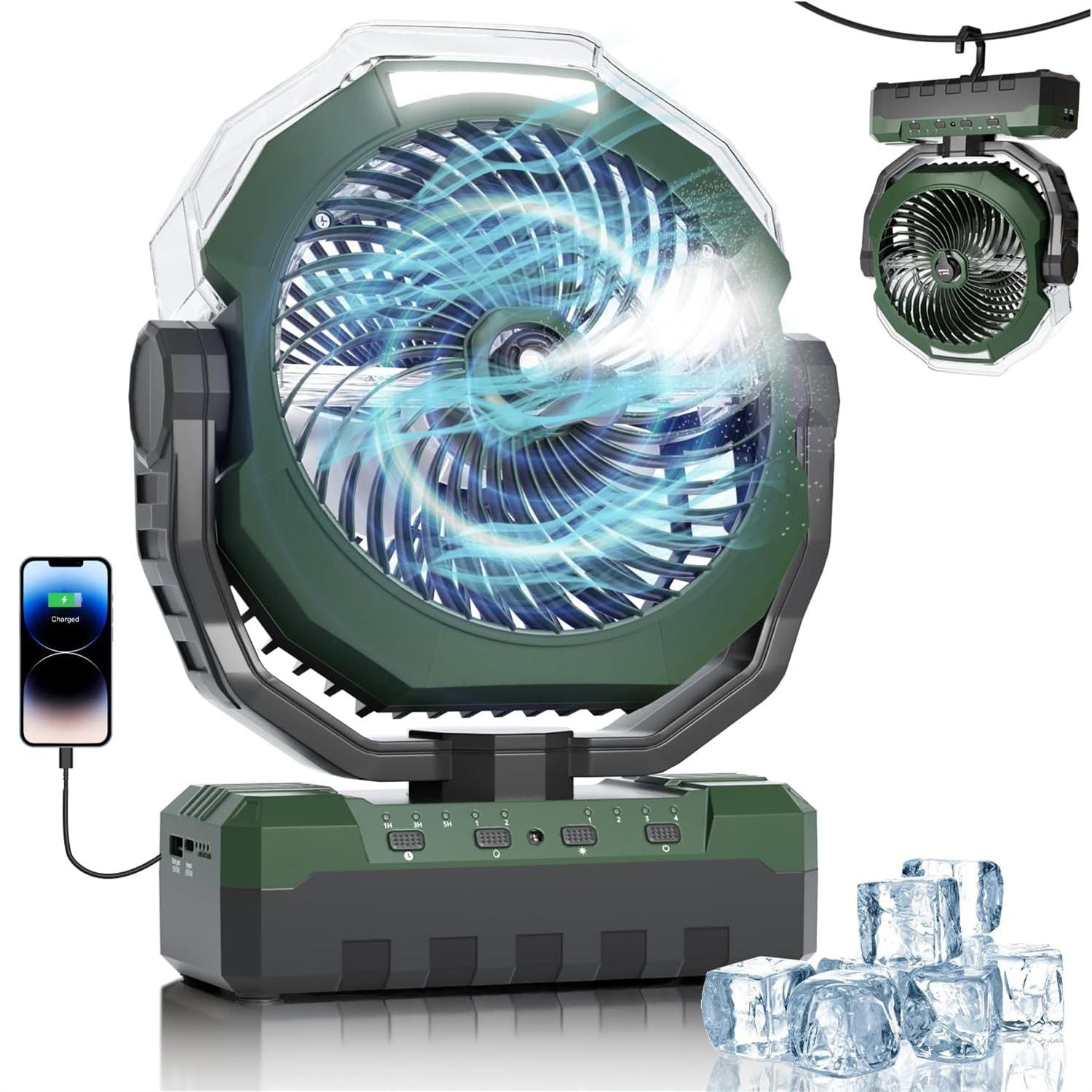 Portable Misting Fan, 24000mAh Rechargeable Battery Powered Camping Fan 460ml Large Tank USB Desk Fan - JM Variety Store