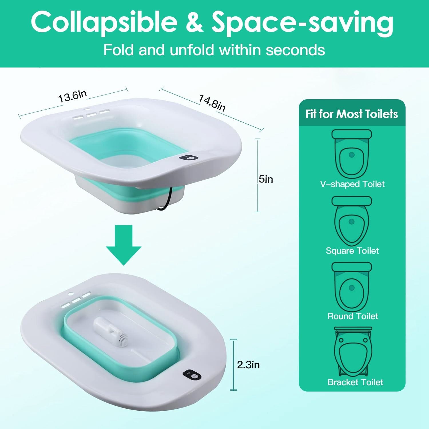 Foldable Postpartum Care Basin Sitz Toilet Seat Bidet Basin Battery Powered Toilet Bidet - JM Variety Store