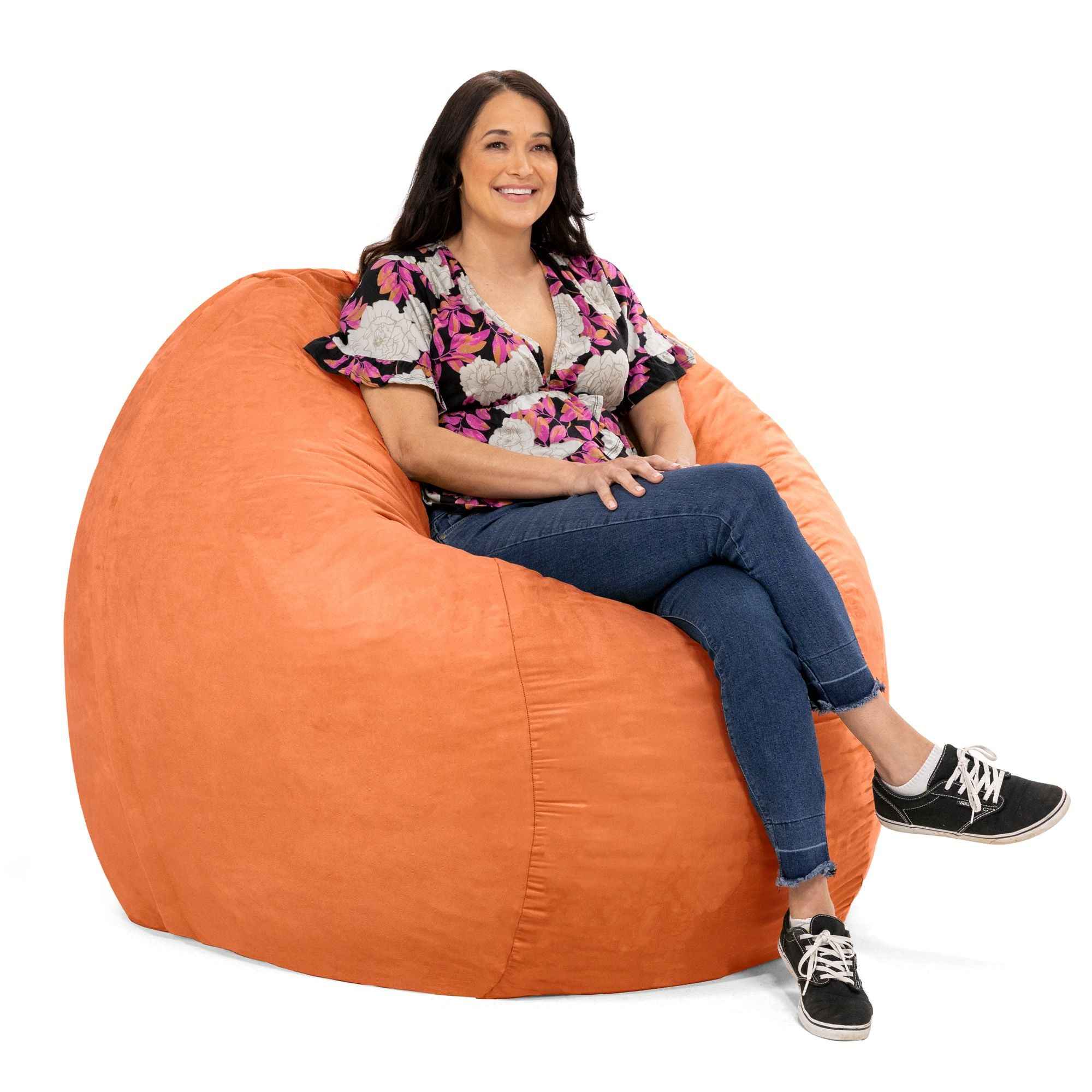 Jaxx Saxx 5 Foot Large Bean Bag w/ Removable Cover, Mandarin