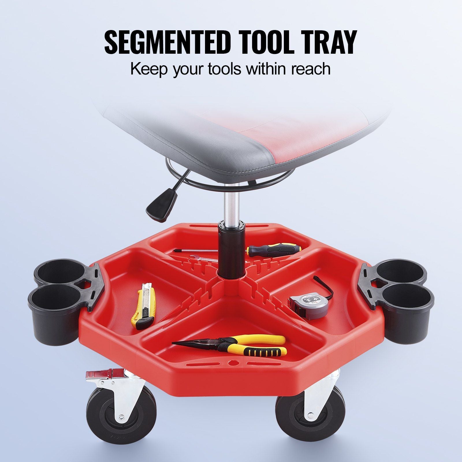 VEVOR Rolling Garage Stool 300LBS Adjustable Mechanic Work Shop Seat w/Casters - JM Variety Store