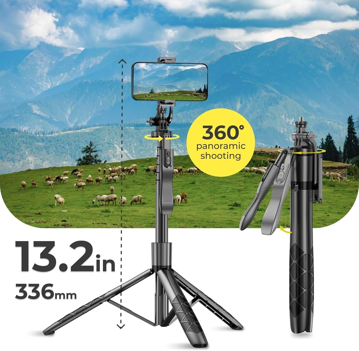 Phone Tripod 62" Selfie Stick for iPhone with Remote and 3W LED Light, Universal Mount, Phone Stand for Recording & Streaming, Tripod for iPhone & Android Phone & Gopro - JM Variety Store