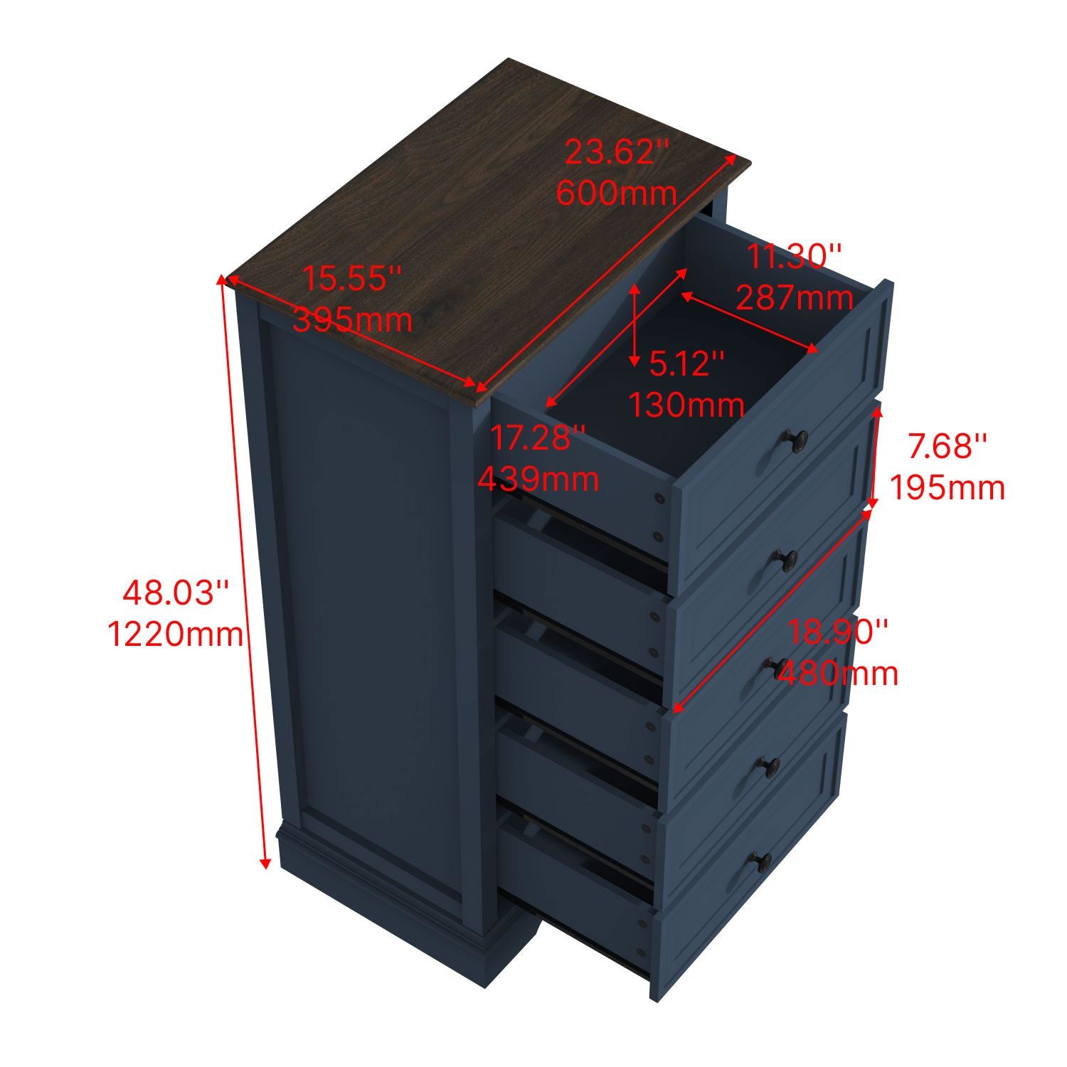 Tall Dresser for Bedroom with 5 Drawers for Closet, Chest of Drawers with Metal Handle - JM Variety Store