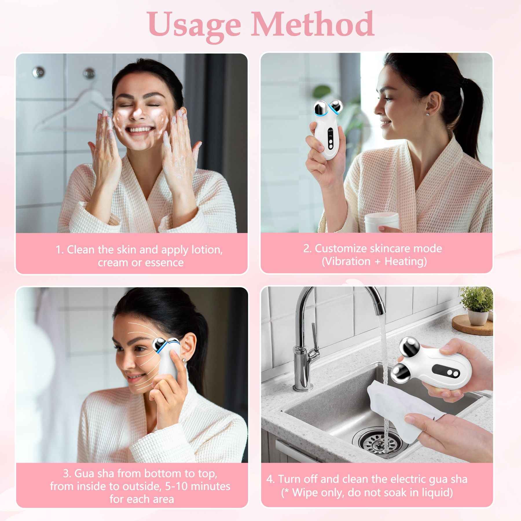 Anti Aging and Wrinkles Microcurrent Facial Device, Boost Skin Care Products Absorption - White