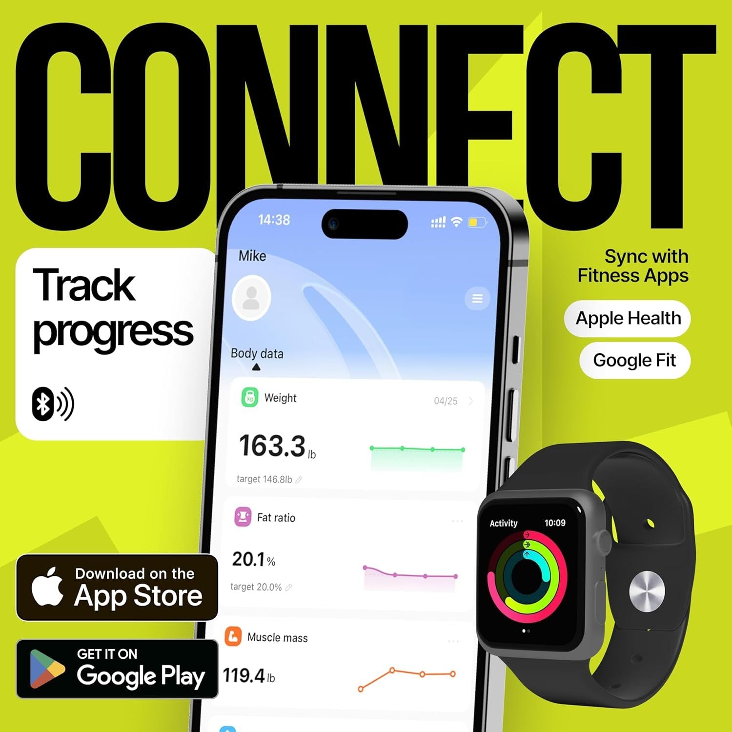 25 Metrics EziGo White Digital Bathroom Smart Scale with BMI, Body Fat, Muscle Mass, Bluetooth, Apple Health Compatible Scales, Digital Weight Composition Scale & Body Fat Mass, Up to 400lb/180 kg - JM Variety Store