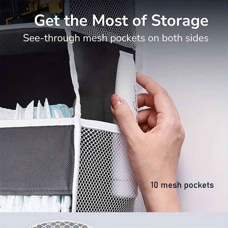 1pc Over Door Organizer With 5 Large Pockets; 10 Mesh Side Pockets; Hanging Storage Organizer With For Kids Toys; Shoes; Diapers - JM Variety Store