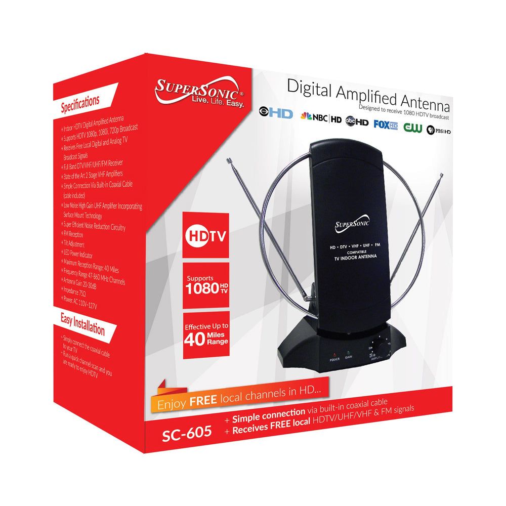 Supersonic HDTV Digital Amplified Indoor Antenna - JM Variety Store