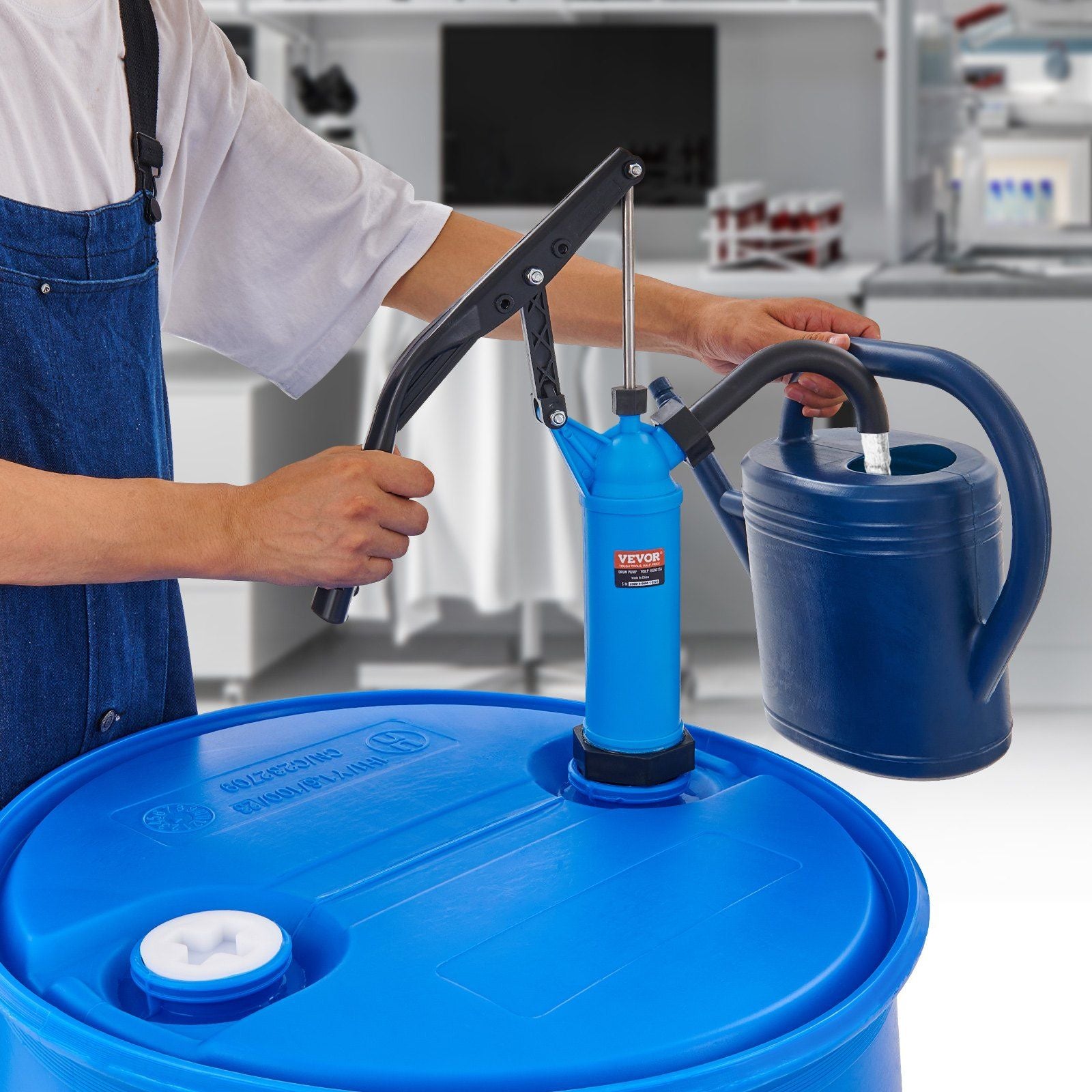 VEVOR Drum Pump, 9.5 oz. Per Stroke, Lever-Action Barrel Pump, Fits 5-55 Gallon Drums with 3-Section Suction Tube Assembly & Hose, Hand Operated, Designed to Transfer Water, Alcohol, Corrosive Liquids - JM Variety Store