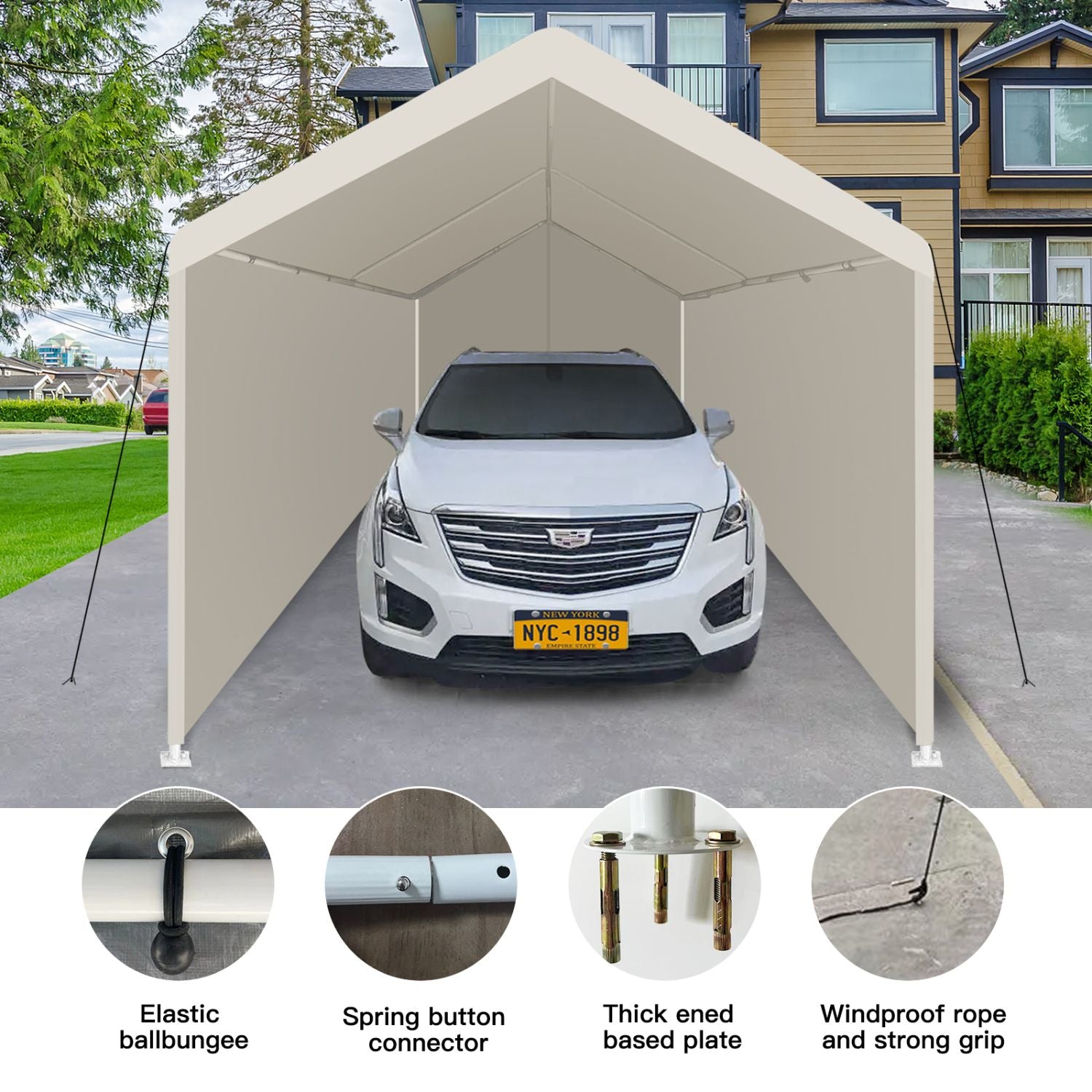 Carport, 12×20 Heavy Duty Portable Carport Garage Tent for Outdoor Storage Shelter white - JM Variety Store
