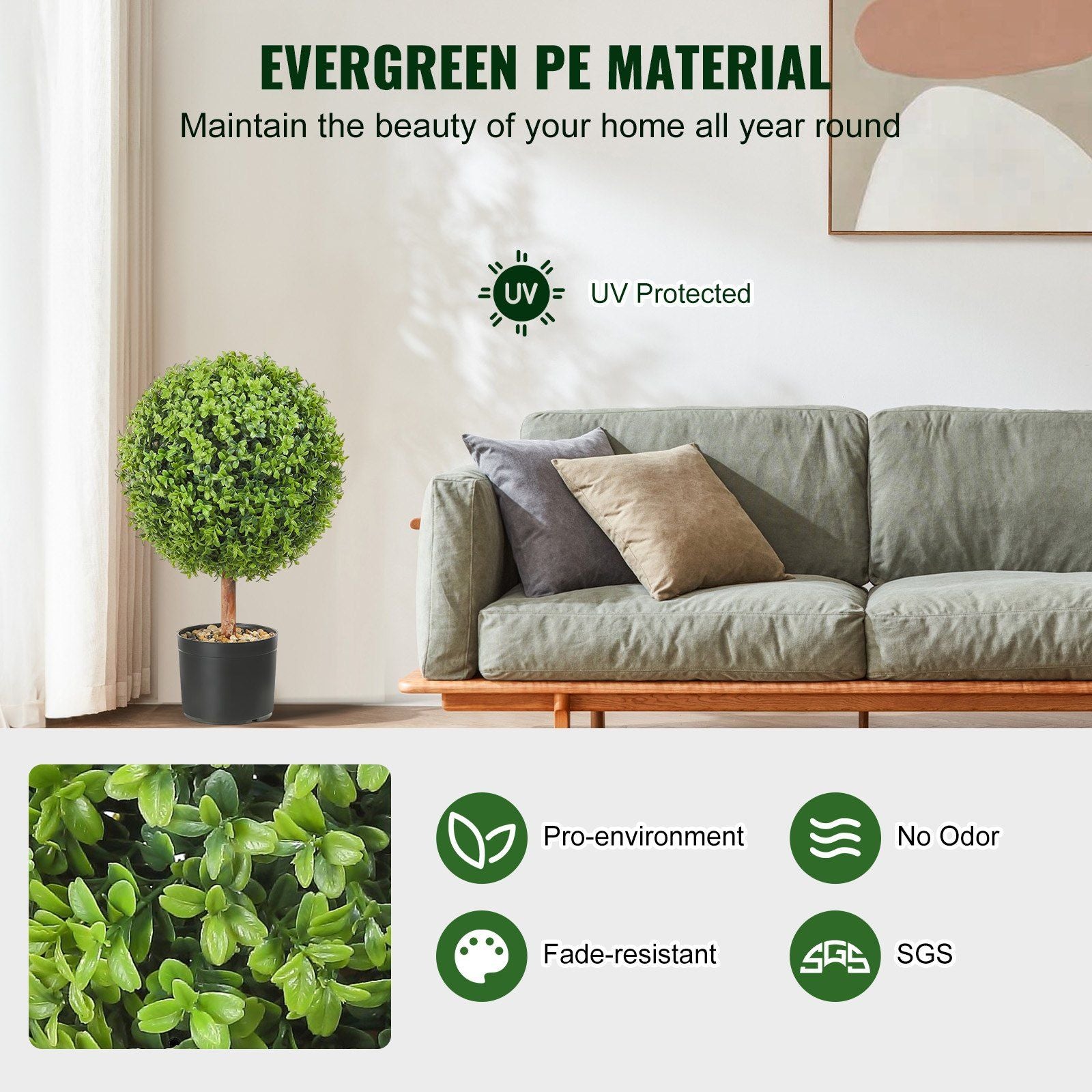 VEVOR 2x Artificial Boxwood Ball Ø40,6cm Garden Deco Boxwood in Flowerpot Ball Artificial Boxwood Ball Artificial Plant made of PE, Wood, PP incl. 4 pcs. Decorative butterflies and 10 pcs. Replacement - JM Variety Store